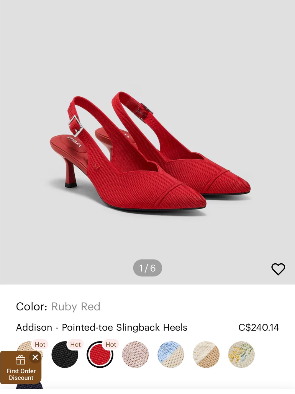 Addison Pointed-Toe Slingback Heels in Ruby Red